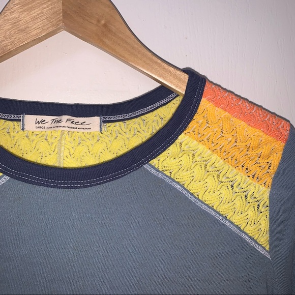 Free People Wash Blue Combo top (women’s size large) - Picture 2 of 4